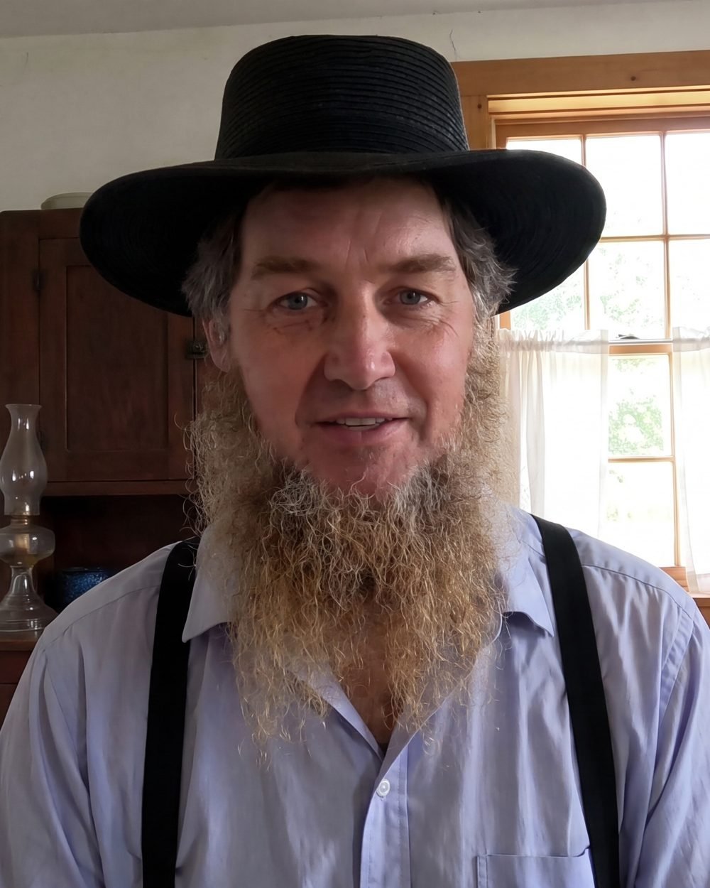 Amos, the fictional host of Old Amish Kitchen (AI-generated image)